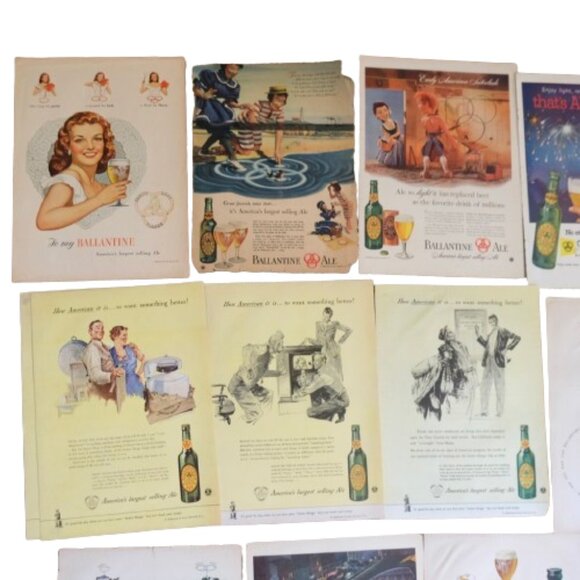Vintage 1940s-50s BALLANTINE ALE BEER  BREWERY DECOR ART ADVERTISING~LOT OF 15 - Picture 2 of 5